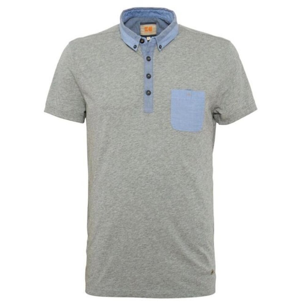 HUGO BOSS Patchman Plain Short Sleeve Polo Shirt Grey Blue Mens Size Large